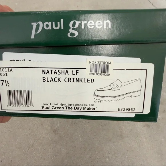 Paul Green Natasha LF Black Crinkled Patent Leather Loafers - Size 7.5 - Picture 3 of 9